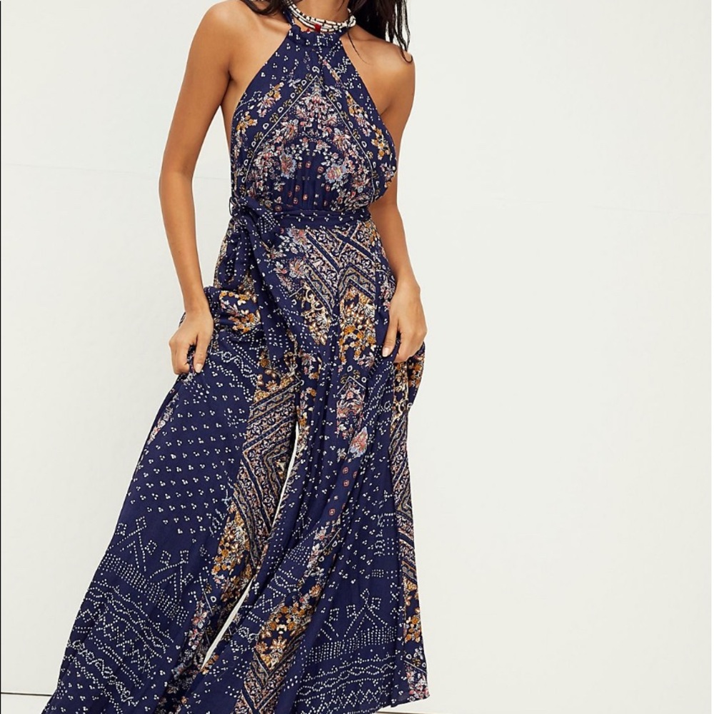 Blue Shangri-la jumpsuit free people